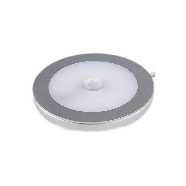 SATIN SILVER WARM WHITE PIR LIGHT WITH SENSOR 2.9W 3000K MDE