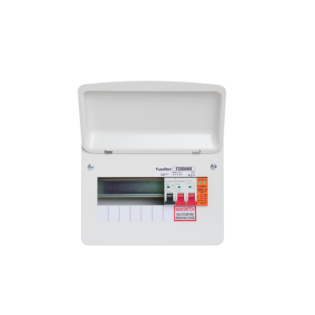 Fusebox F2006MX White Metal 18th Edition 6 Way Surge Protected Switch